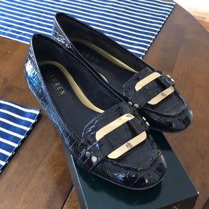Ralph Lauren Karenza Dark Brown Patent Croc